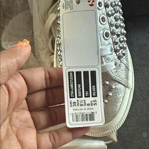 Superga Metallic Silver Studded Sneakers